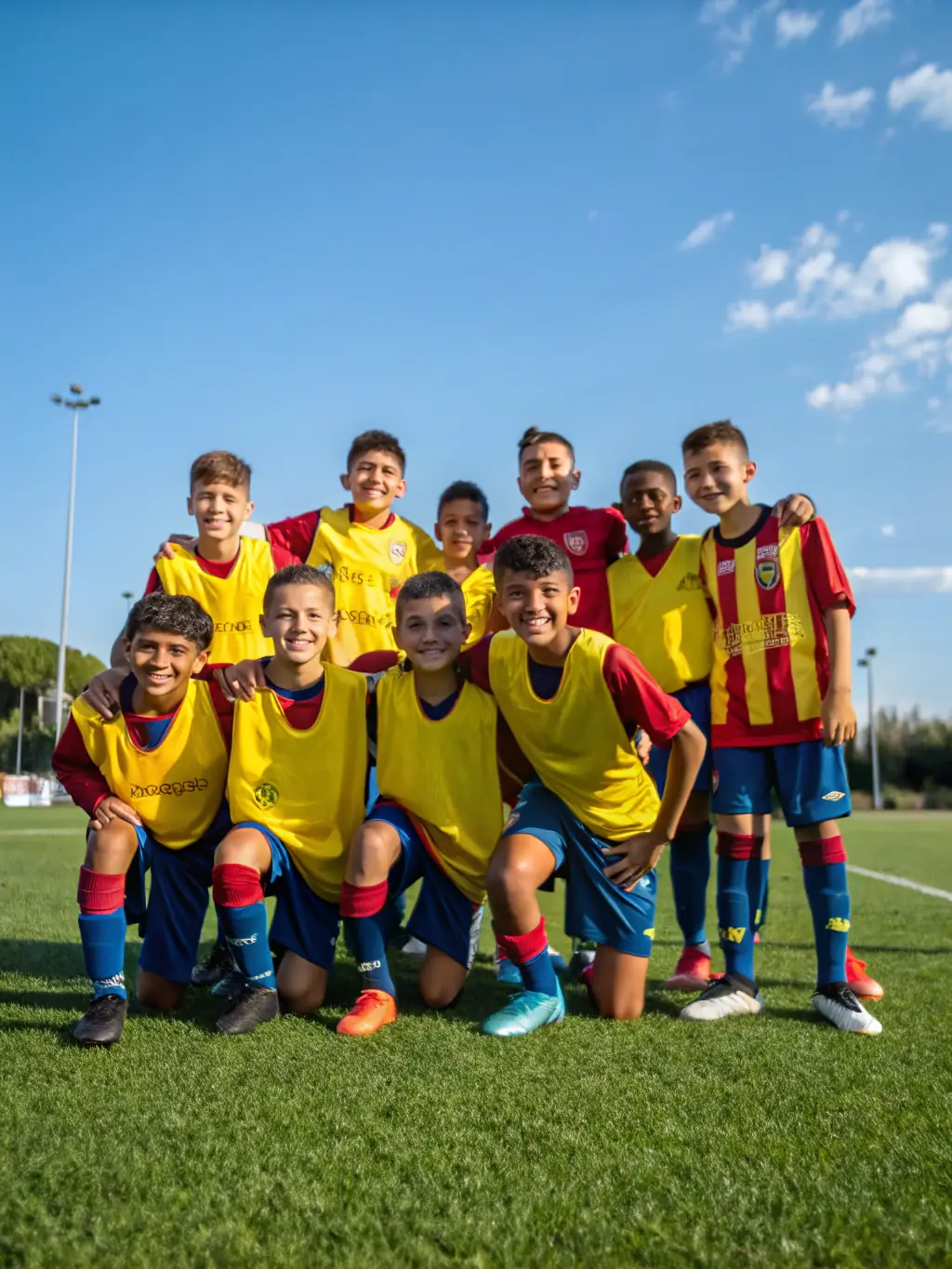 A vibrant image of UNION SPORT SANFLORAINE FOOTBALL members celebrating a victory, emphasizing the strong sense of community and camaraderie within the organization.